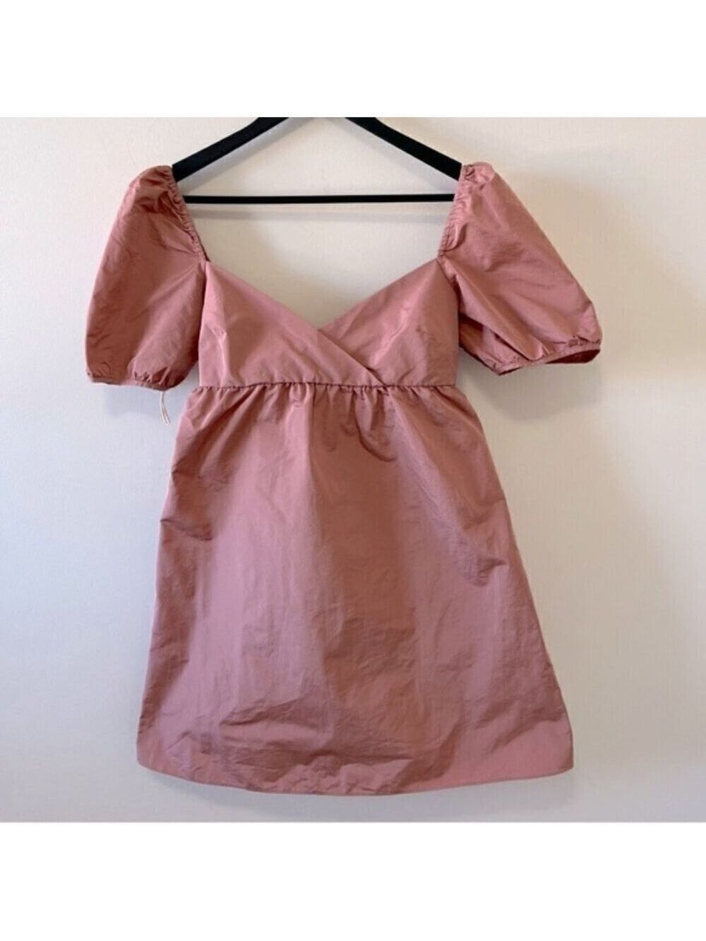 Aritzia WILFRED Heirloom Pink Puffy Sleeve Tie Back Opera Dress Size S